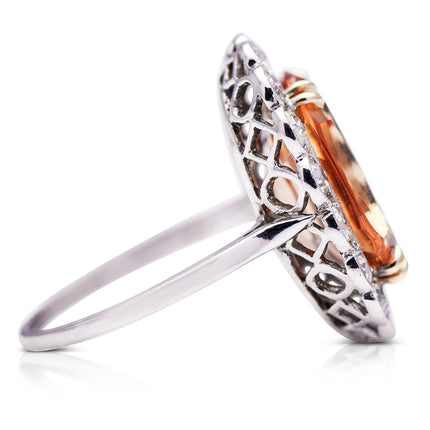 Edwardian, Platinum, Topaz and Diamond Cluster Ring