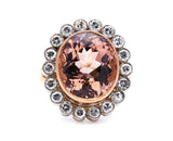 Mid Century, 1950s, French 18ct Rose Gold, Morganite and Diamond Ring