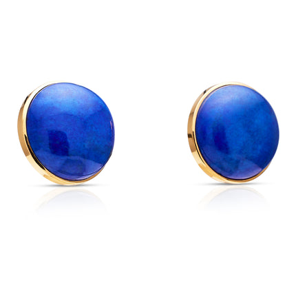 Vintage | Impressive Natural Lapis Earrings, 18ct Yellow Gold