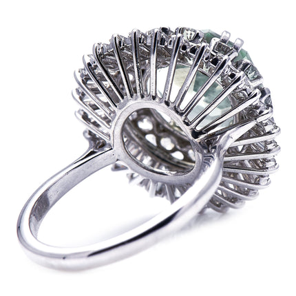 Mid Century, 1950s, 18ct White Gold, Extraordinary Mint Quartz and Diamond Ring