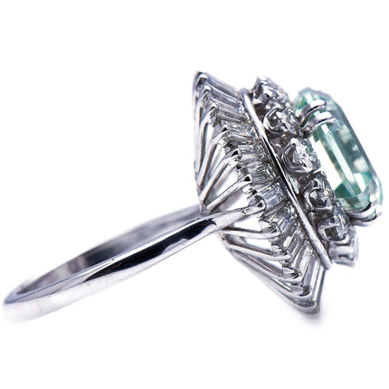 Mid Century, 1950s, 18ct White Gold, Extraordinary Mint Quartz and Diamond Ring