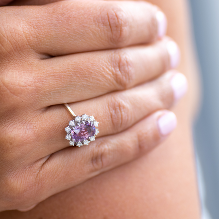 Mid Century, 1960's, 18ct White Gold, Spinel and Diamond Cluster Ring