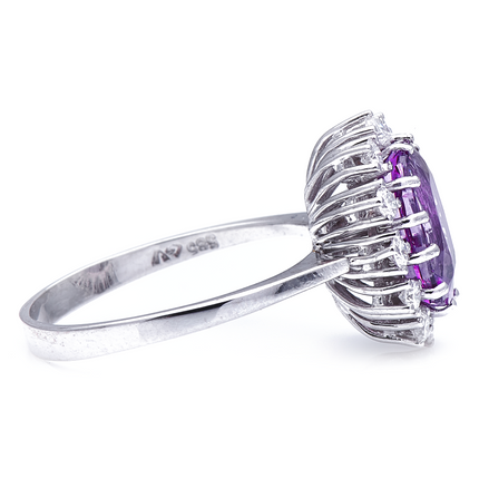 Mid Century, 1960's, 18ct White Gold, Spinel and Diamond Cluster Ring
