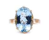 Antique-Ring-Aquamarine-Single-Stone-Gold-18-Carat-Vintage-Jewellery