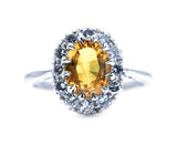 Mid-Century-18-Carat-White-Gold-Yellow-Sapphire-Diamond-Ring-Antique