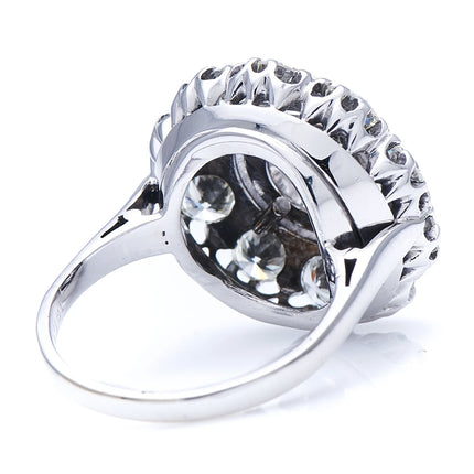 Mid Century, 1950s, 18ct White Gold, Diamond Cluster Ring