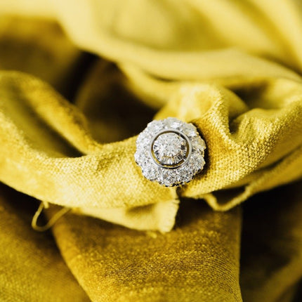 Mid Century, 1950s, 18ct White Gold, Diamond Cluster Ring