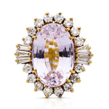 Morganite and diamond cluster cocktail ring, front view. 