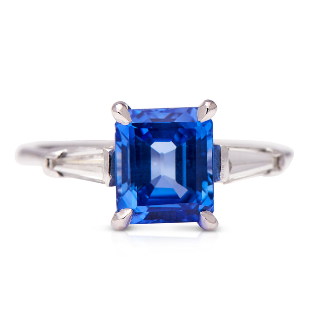 Art-Deco-Platinum-Sri-Lankan-Sapphire-Diamond-Antique-Ring