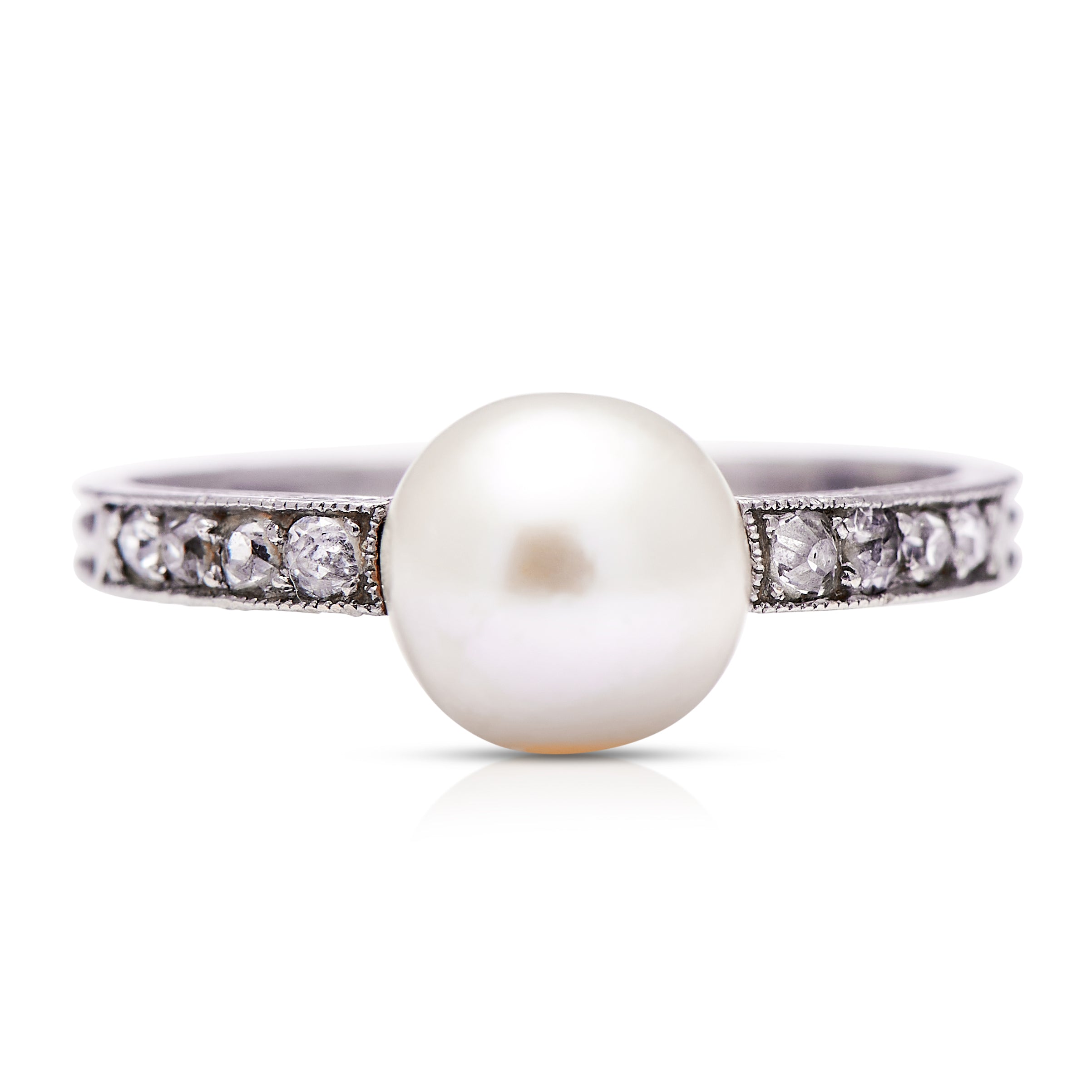 Edwardian French natural pearl diamond ring Antique Ring Boutique