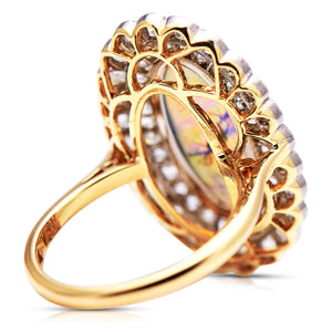 Vintage, Art Deco crystal opal & diamond cocktail ring