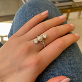 Antique natural pearl & diamond ring
