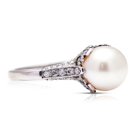 Belle Époque, platinum, natural pearl & diamond ring