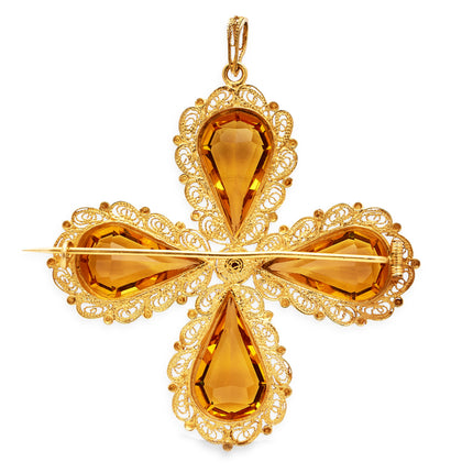 Antique | Georgian, Citrine Pendant and Brooch, 18ct Yellow Gold