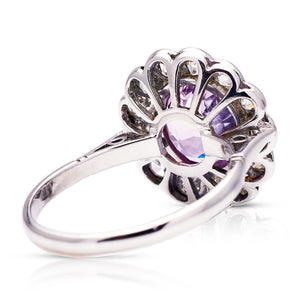 Vintage, 1960's pink sapphire & diamond cluster ring