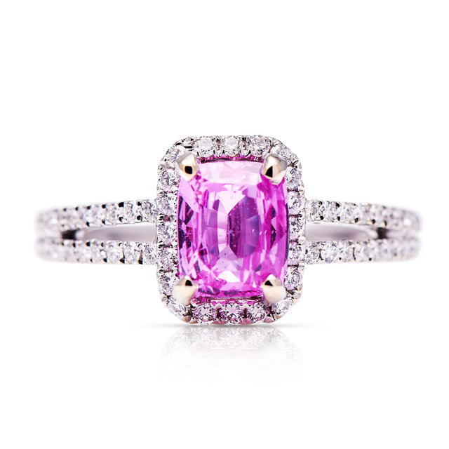 Pink-Sapphire-White-Gold-Diamond-Shoulders-Antique-Ring-Engagement-Vintage-Style-Contemporary-18carat