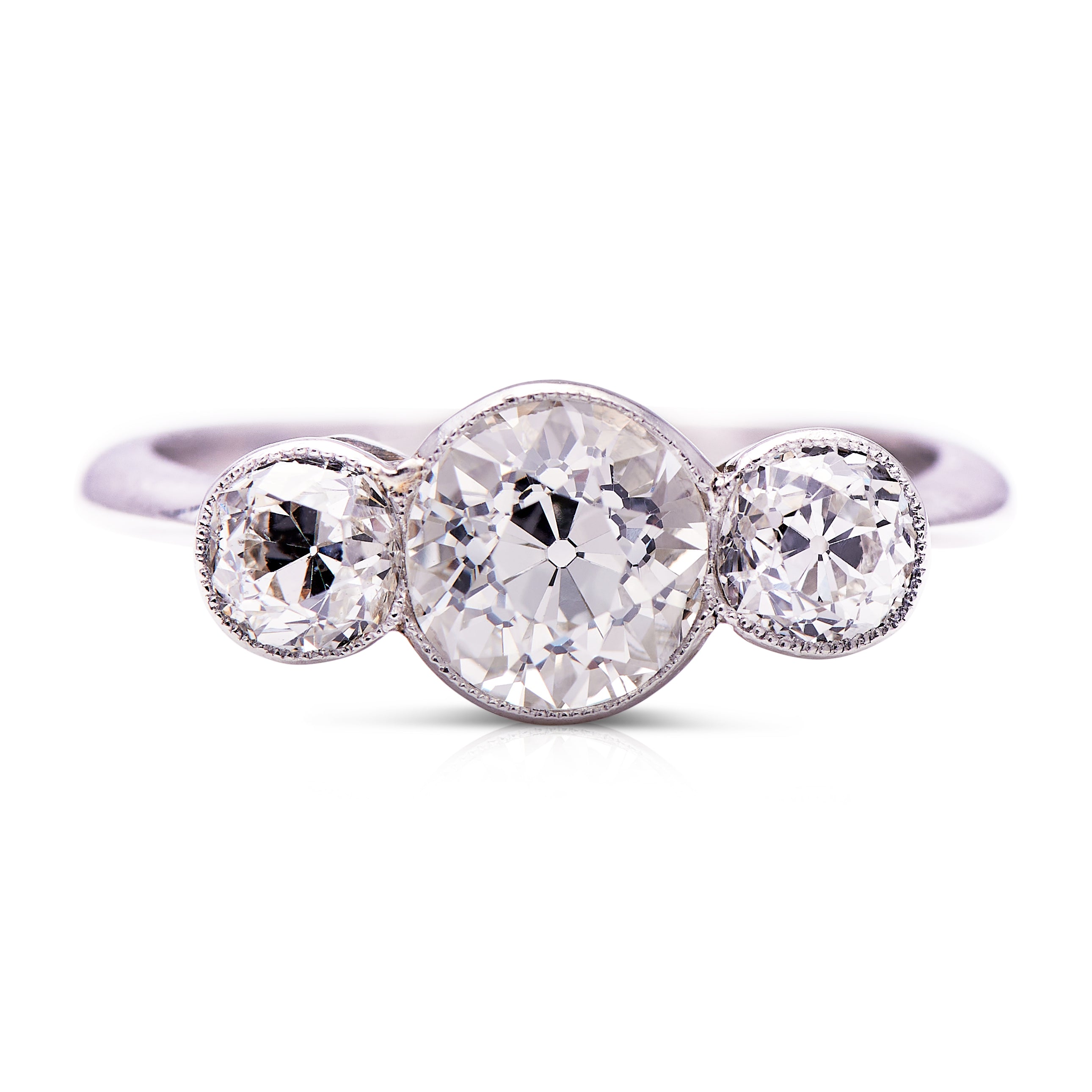 Platinum 3 Stone Brilliant Cut Diamond Engagement Ring | Christopher Wharton
