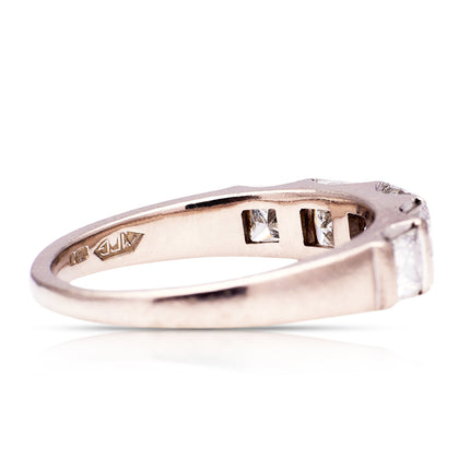 Vintage | A Princess-Cut Diamond Five Stone Ring, 18ct White Gold