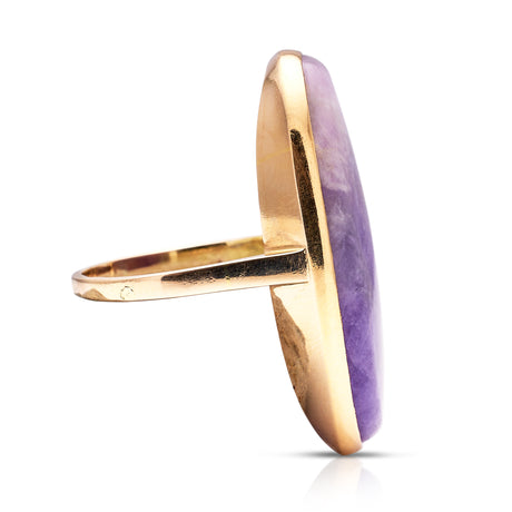 French | powerful, natural amethyst ring, 14ct yellow gold