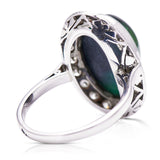 Art Deco, French 18ct White Gold, Cabochon Tourmaline and Diamond Ring
