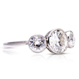 Vintage | Art Deco, large diamond three-stone ring