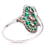 Antique emerald |  Art Deco emerald & diamond ring, platinum