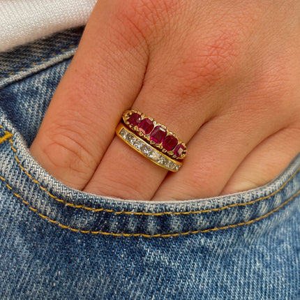 Edwardian Ruby Half Eternity Ring, 18ct Yellow Gold