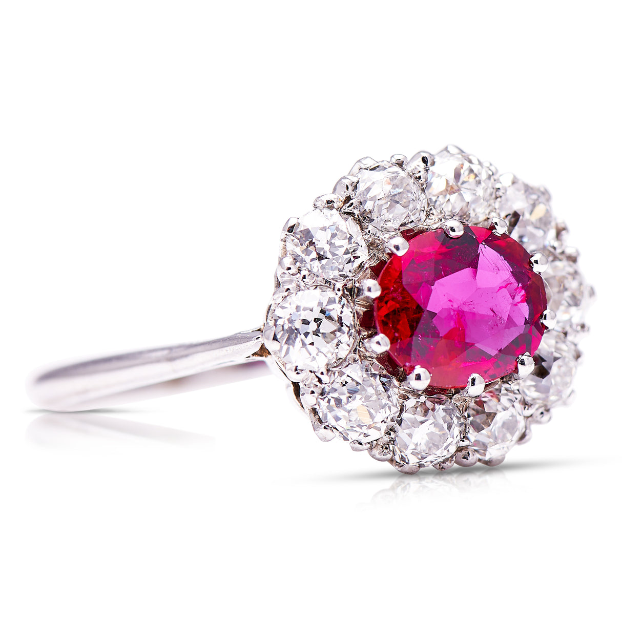 Art Deco | 18ct white gold, ruby & diamond cluster ring