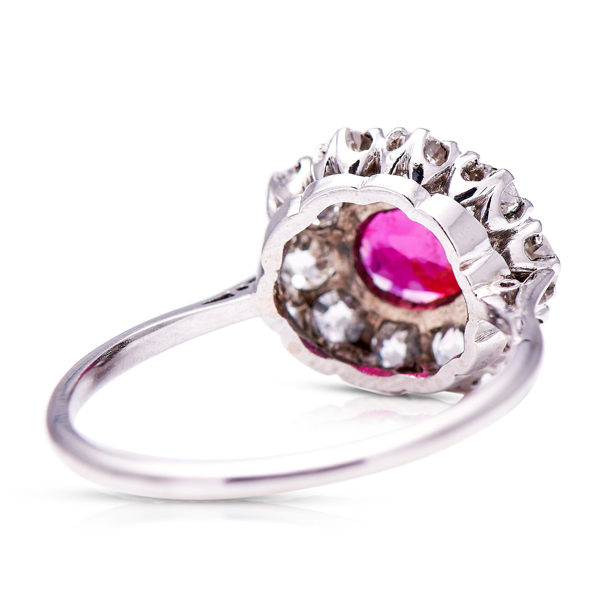 Art Deco | 18ct white gold, ruby & diamond cluster ring