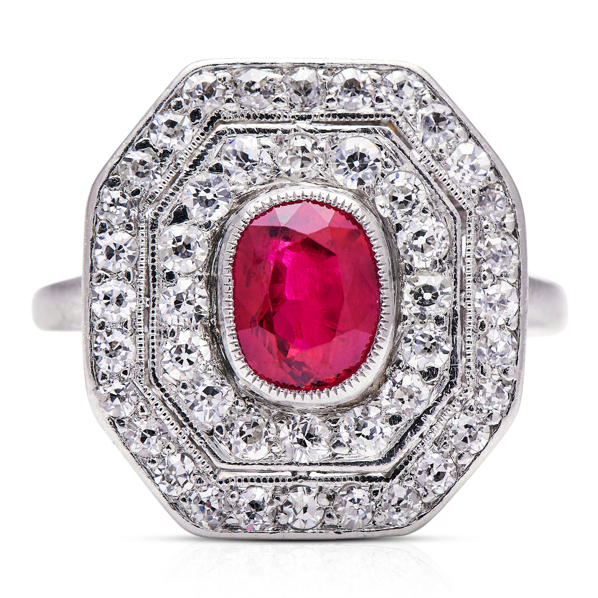 Ruby-Octagon-Platinum-Diamond-Cluster-Cocktail-Ring-Antique