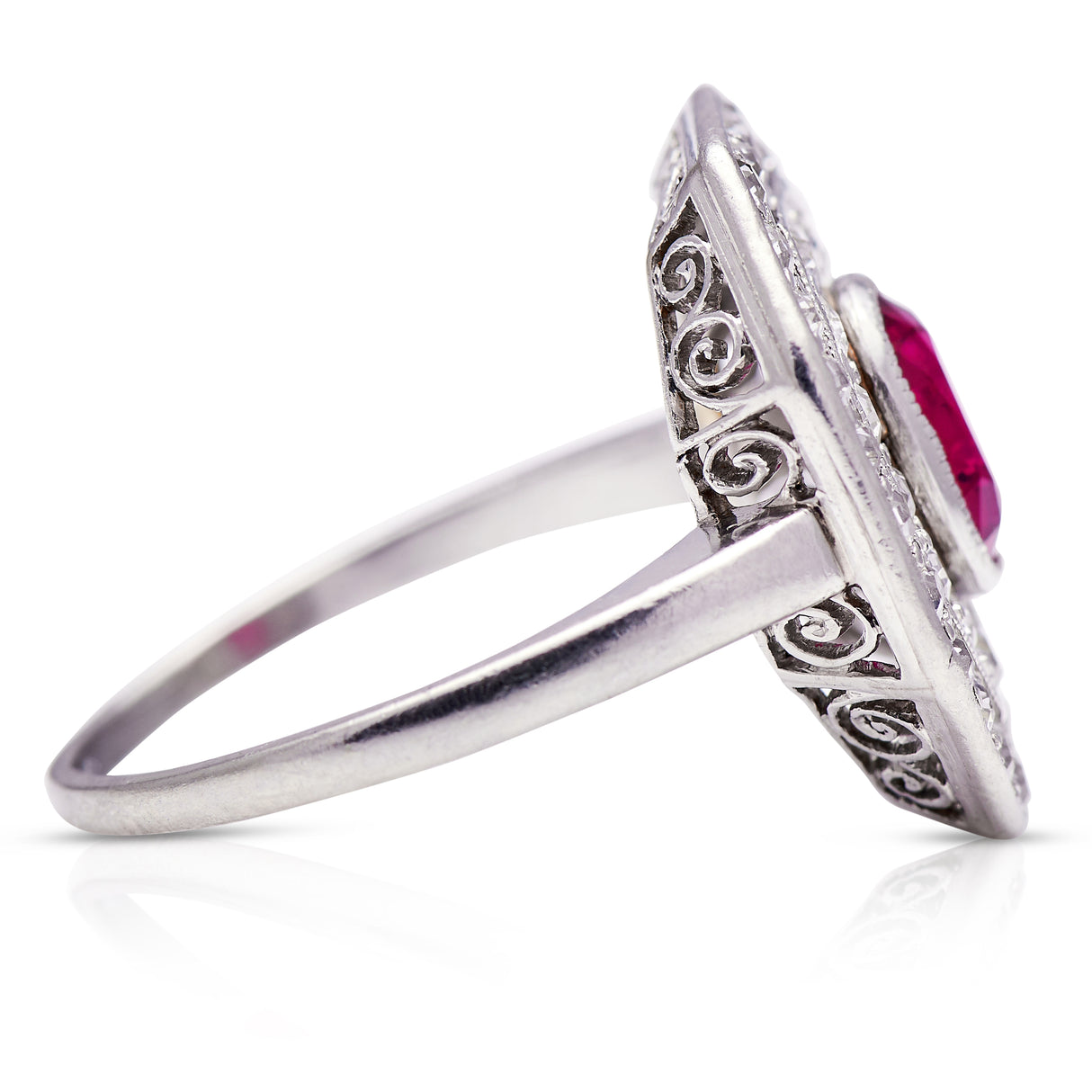 Art Deco, Platinum, Ruby and Diamond Ring
