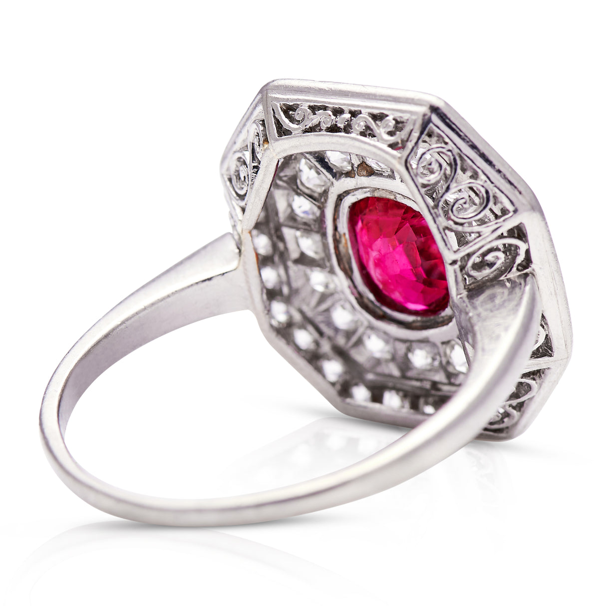 Art Deco, platinum, ruby & diamond ring