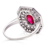 Art Deco, platinum, ruby & diamond ring