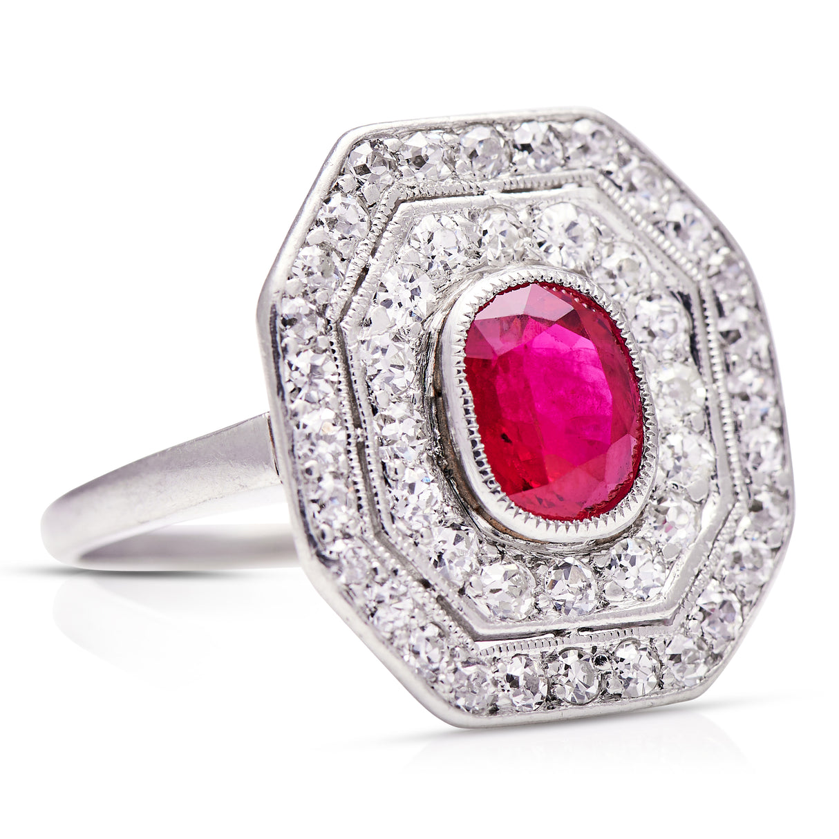 Art Deco, Platinum, Ruby and Diamond Ring