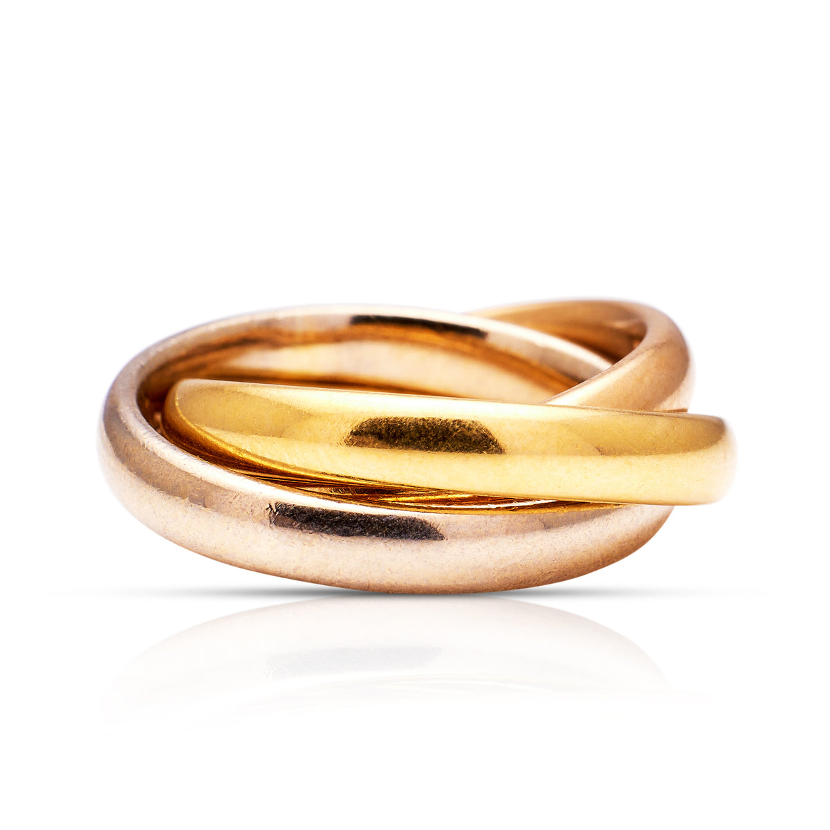 18ct yellow gold Russian trinity band and Cartier tri-colour gold ring ...