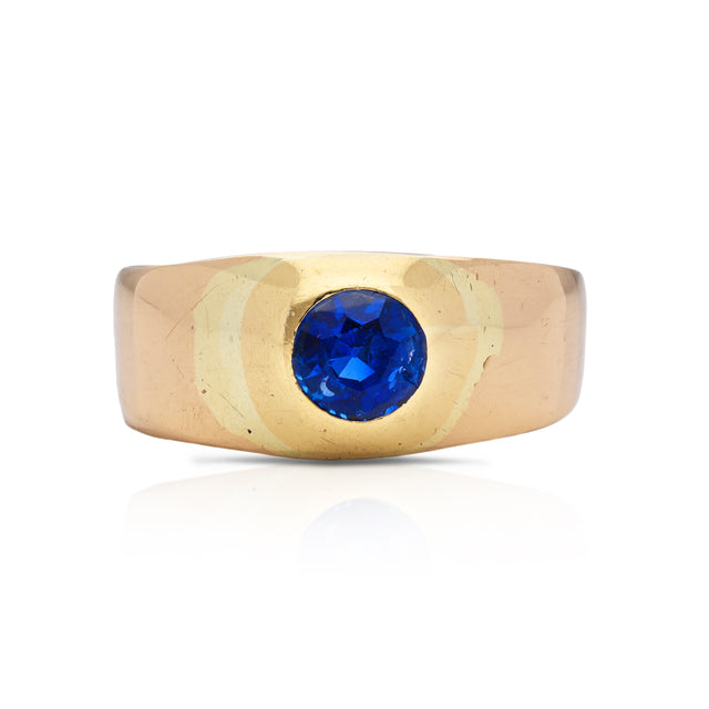 Victorian Burmese sapphire engagement ring, front view. 