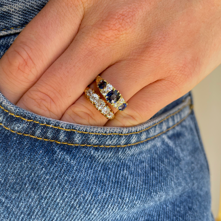 Victorian Sapphire and Diamond Engagement Ring, 18ct Yellow Gold