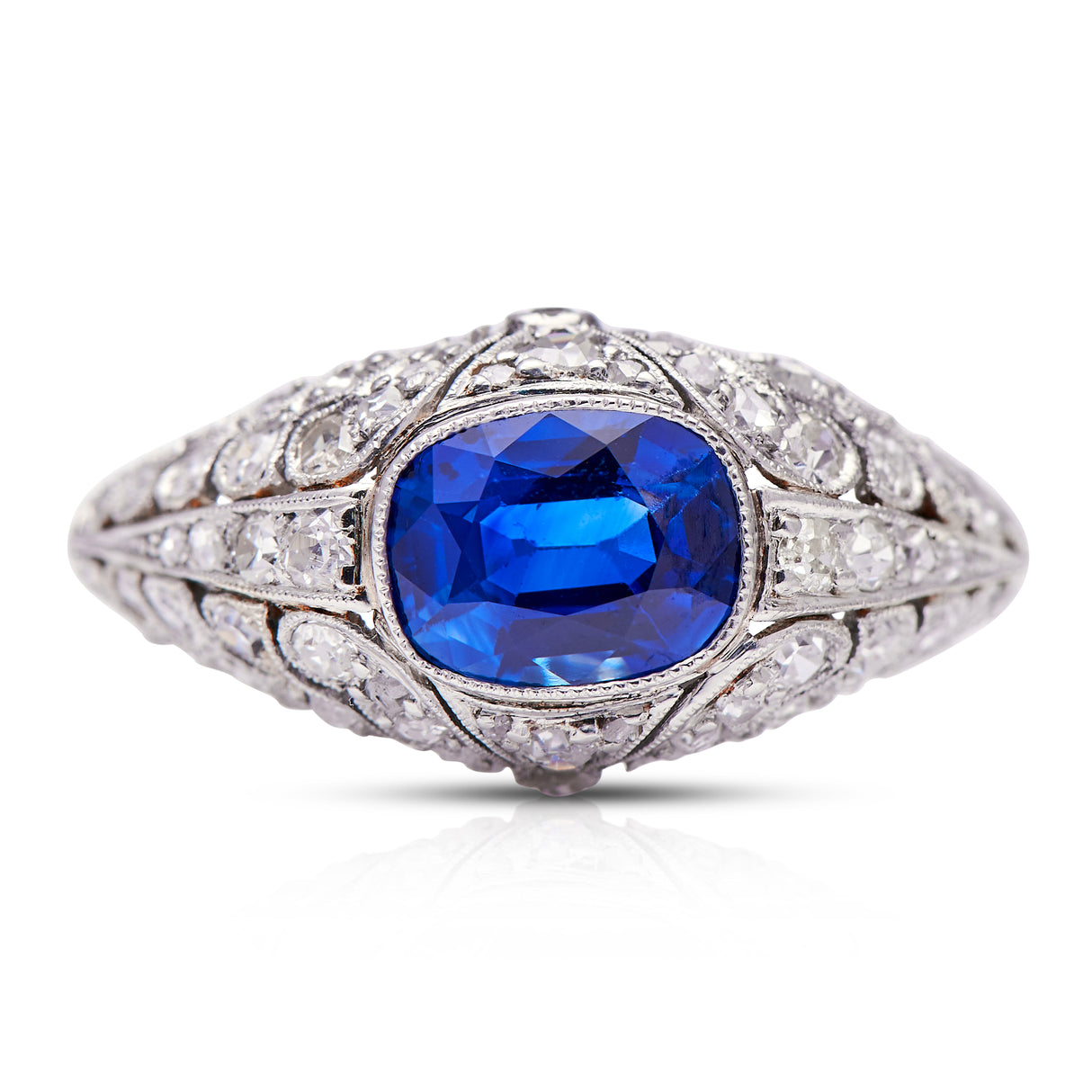 Belle-Époque-Platinum-Sapphire-Diamond-Antique-Ring-Jewellery