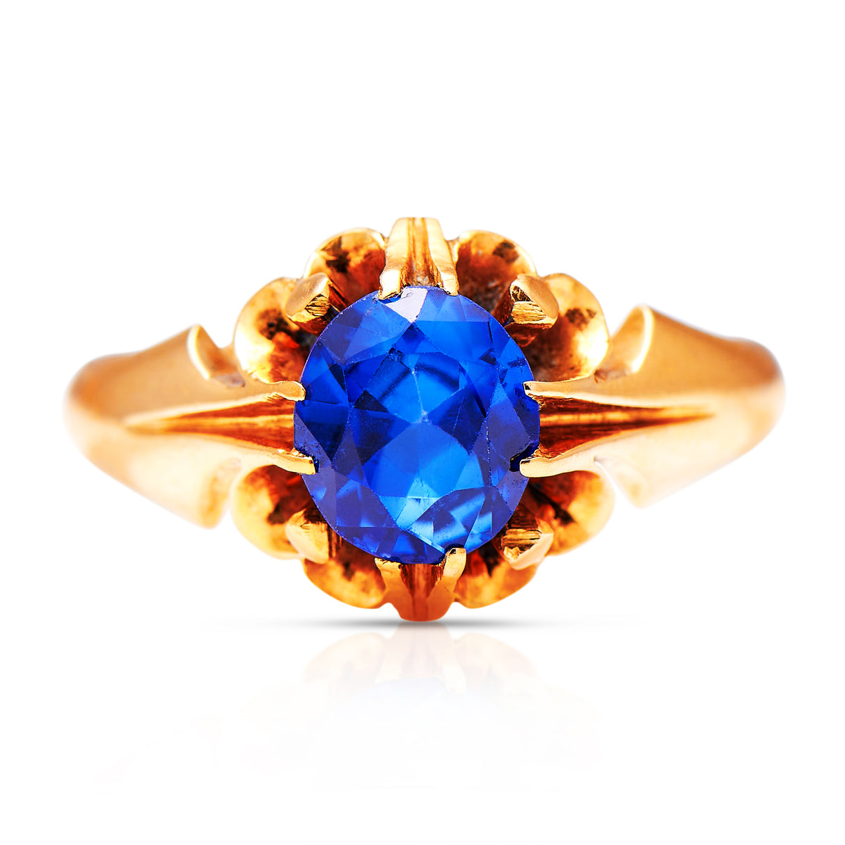 Victorian-Enagement-Antique-Ring-Sapphire-18ct-Gold-Ornate-Detailed