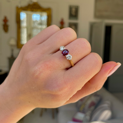 Vintage Ruby and Diamond Engagement Ring, 18ct Yellow Gold