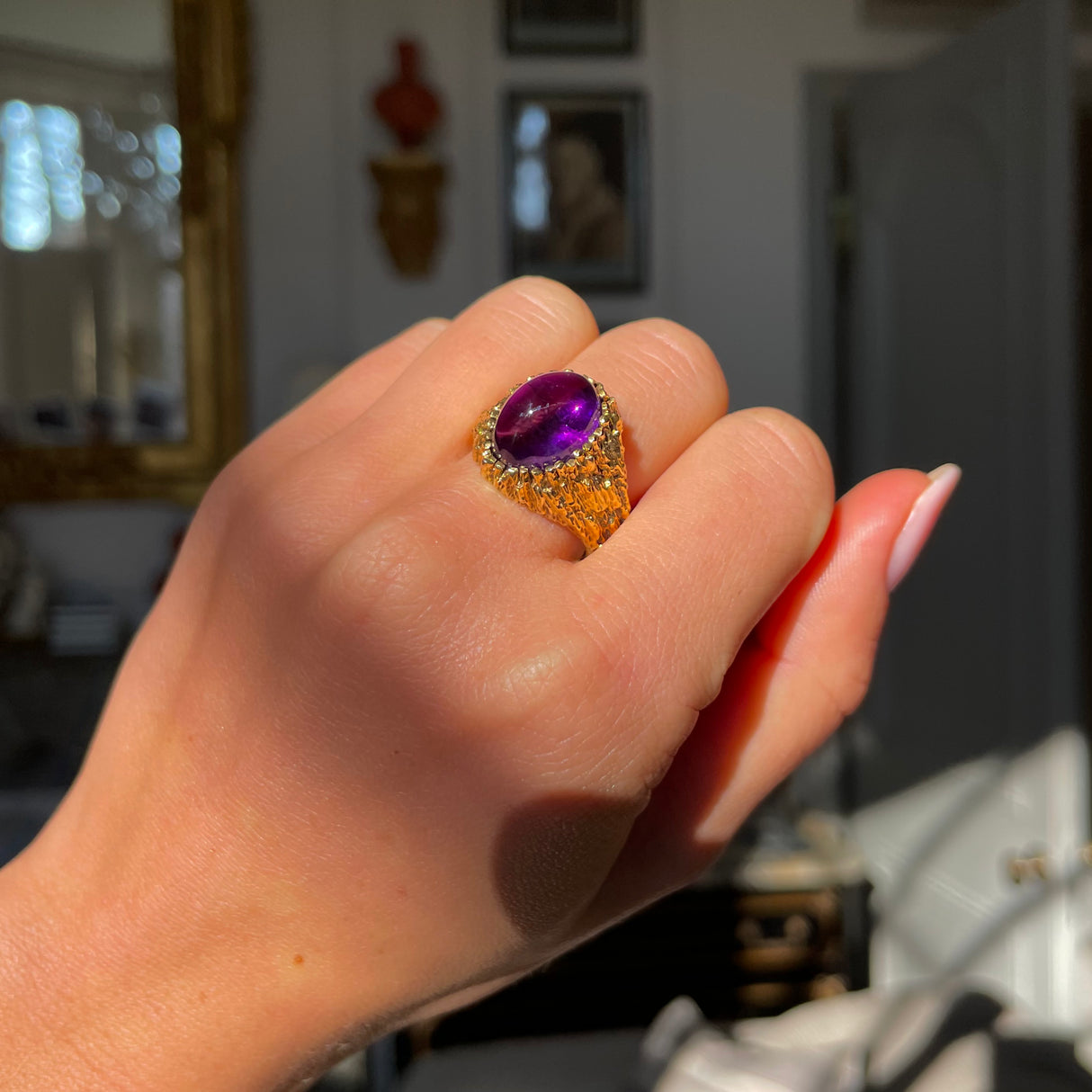 Vintage tiffany & co, cabochon amethyst ring, 18ct yellow gold, circa 1980