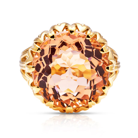 Tiffany-Morganite-Cocktail-Ring-Antique-Jewellery-Rose-Gold-18ct-1950-Round-Cut