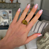French, Tiger's Eye Honey Bear Ring, 18ct Yellow Gold