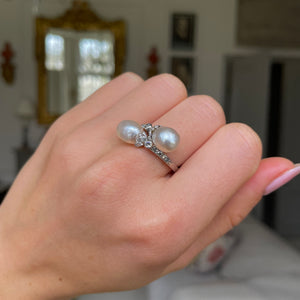 Antique, Edwardian, natural pearl & diamond ring
