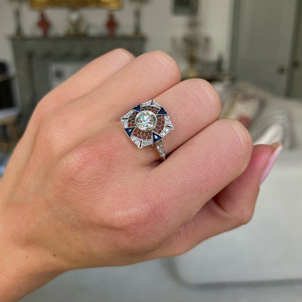 Vintage, Platinum, Diamond and Sapphire Ring