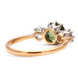 Untreated Antique Art Deco, 18ct Gold, Green Zircon and Diamond Ring