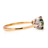 Untreated Antique Art Deco, 18ct Gold, Green Zircon and Diamond Ring