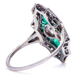Untreated Antique  Art Deco, Platinum, Emerald and Diamond Engagement  Ring