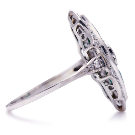 Vintgage_rings | Untreated_Antique_Art_Deco_Platinum_Emeraldan_Diamond_Engagement_Ringside2Untreated Antique  Art Deco, Platinum, Emerald and Diamond Engagement  Ring