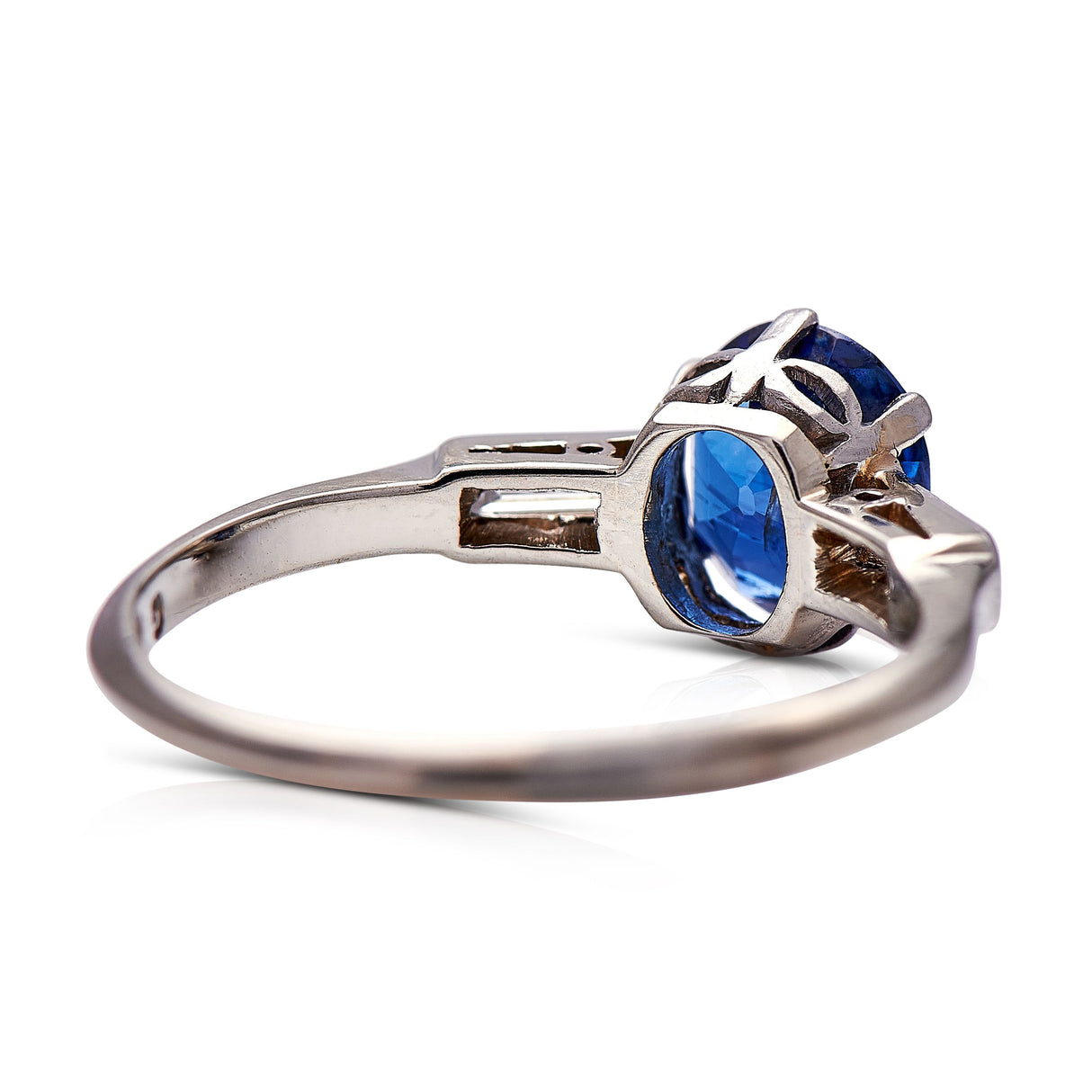 Untreated Antique Art Deco, Platinum, Sapphire and Diamond Ring Engagement Ring